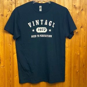 New Gildan Heavy 100% Cotton Vintage 1972 Aged To Perfection Black T-shirt Men's